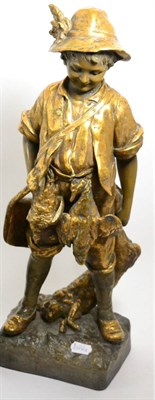 Lot 464 - Goldscheider gilt terracotta figure of a boy, circa 1900 (with loose piece)