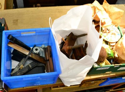 Lot 1007 - A bag of moulding planes and a box of scientific instruments