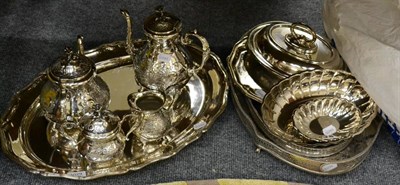 Lot 1029 - Silver plated items comprising large Harrods meat dish, John Turton tea and coffee service, two...