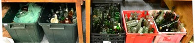 Lot 1031 - Five boxes of assorted antique bottles, stoneware jars etc