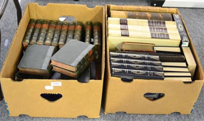 Lot 1063 - Two boxes of books including novels, reference works, Works of Dickens, fifteen volumes, The...