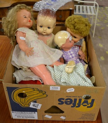 Lot 1098 - A collection of four dolls and a Pelham puppet of a fairy in original box