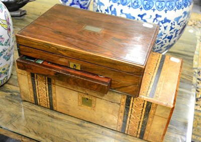 Lot 1104 - A Victorian Rosewood travelling toilet box with silver plated fitting and a Victorian walnut...