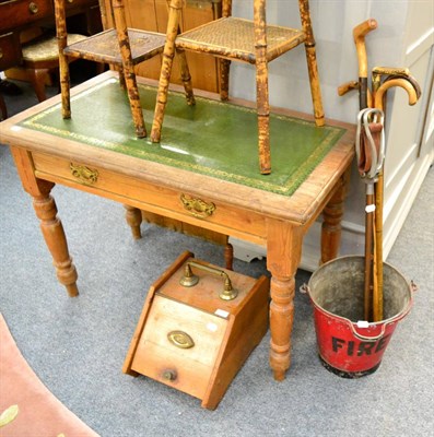 Lot 1111 - A late Victorian coal purdonium, fire bracket and a collection of sticks