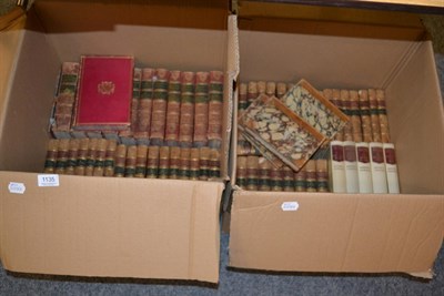 Lot 1135 - A group of gilt tooled part leather novels including a collection of Waverley novels with...