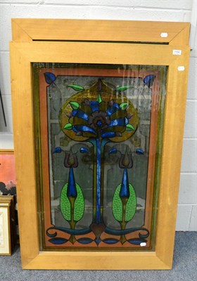 Lot 1154 - Two painted glass panels