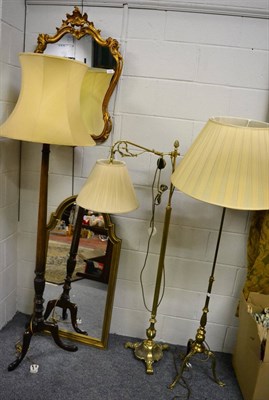 Lot 1163 - Two modern wall mirrors and three standard lamps