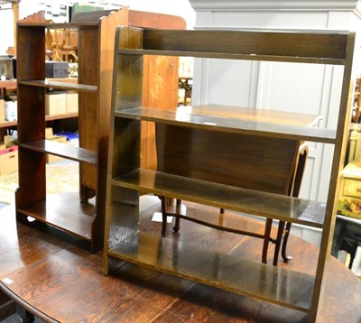 Lot 1165 - Mahogany corner cupboard, a mahogany Sutherland table and two open bookshelves (4)