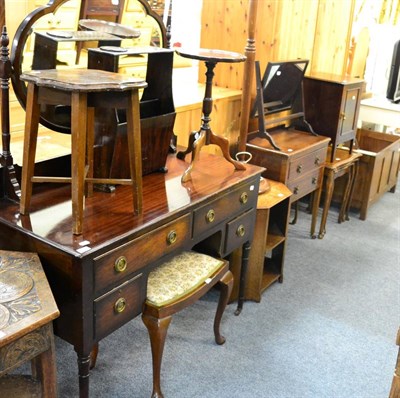 Lot 1178 - Mahogany dressing table, magazine rack, standard lamp, octagonal table, toilet mirror, two...