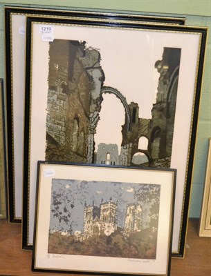 Lot 1219 - Norman Wade, Lindisfarne (3), Durham and Cathederal (5), three limited edition prints each...