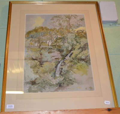 Lot 1229 - Charles Knight (19th/20th century) Woodland scene waterfall, signed, watercolour