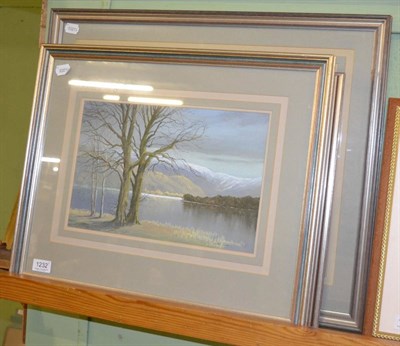 Lot 1232 - Peter Shutt (b1926) four various landscapes, three pastels and a watercolour, all signed