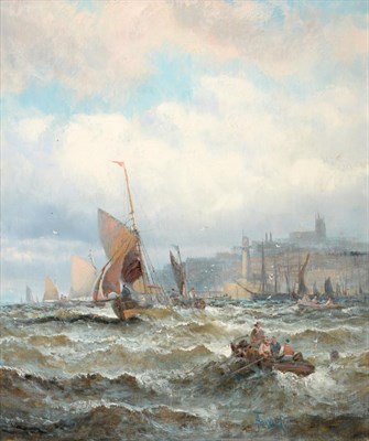 Lot 411 - William Thornley (fl.1859-1898)  Shipping off Margate Signed, oil on canvas, 34.5cm by 29cm...