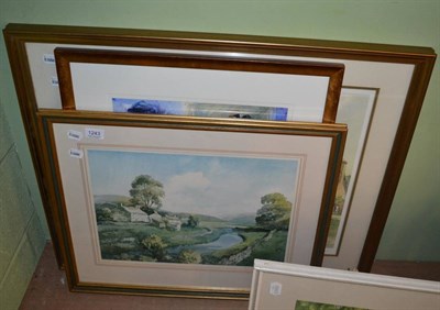 Lot 1243 - Pat Nicholson ";The Question";, watercolour and pastel, a print by Sam Chadwick and another by...