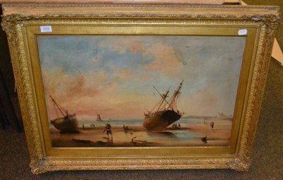 Lot 1252 - W H Chambers, coastal scene, oil on canvas, in a gilt frame