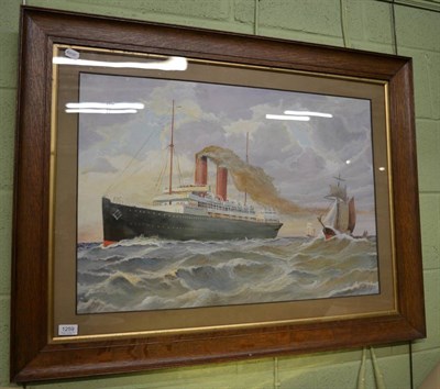 Lot 1259 - English School, portrait of a Steamer in a heavy swell, watercolour and bodycolour, bears a...