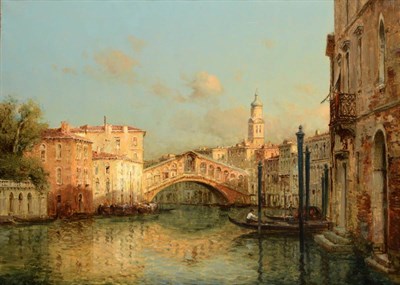 Lot 415 - Antoine Bouvard (19th/20th century) French  "Venise du Pont du Rialto Signed, oil on canvas,...