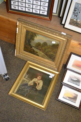 Lot 1272 - An early 20th century oil on board of a young lady at a table, with a silver coffee pot and...