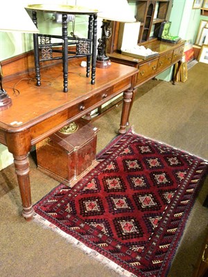 Lot 1297 - An Eastern rug, copper and brass coal box and a brass tray on folding stand