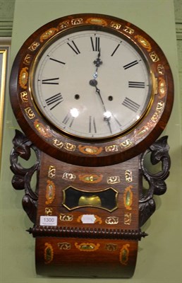 Lot 1300 - Mother-of-pearl inlaid drop dial striking wall clock