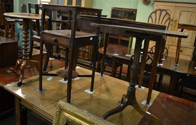 Lot 1325 - Two 19th century mahogany occasional tables and a George III oak washstand (3)