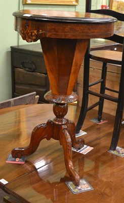 Lot 1334 - Victorian sewing table with an inlaid gaming top