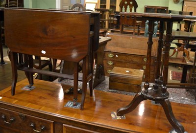 Lot 1336 - Mahogany tripod table together with a mahogany Pembroke table