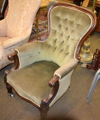 Lot 1351 - A Victorian mahogany framed button back armchair