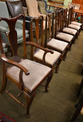 Lot 1355 - A set of seven Queen Anne style mahogany dining chairs (6+1)