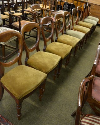 Lot 1359 - A set of seven Victorian mahogany balloon back dining chairs together with another pair of...