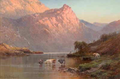 Lot 427 - Alfred de Breanski Snr. (1852-1928)  Loch Ness Signed, oil on canvas, 19cm by 29cm  Provenance:...