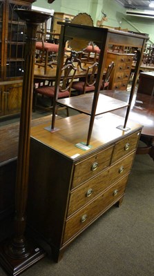 Lot 1376 - An Edwardian mahogany two tier table and a bedpost torchere