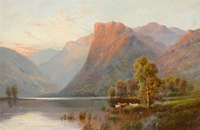 Lot 429 - Attributed to Alfred Fontville de Breanski Jnr. (1877-c.1945)  "Sunrise Llyn Dinas, N.Wales"...