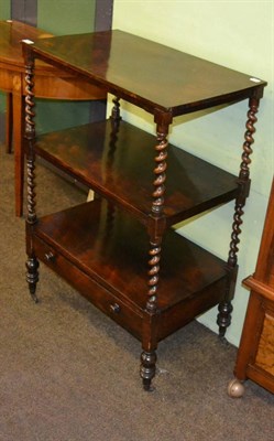 Lot 1409 - An early Victorian rosewood three tier whatnot with base drawer