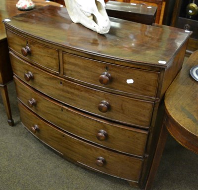 Lot 1412 - A 19th century mahogany bow fronted four height chest of drawers