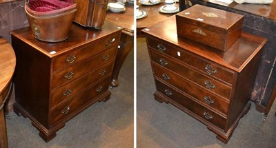 Lot 1416 - A pair of mahogany four height chests of drawers of small proportions