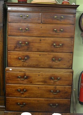 Lot 1419 - A George III oak chest on chest