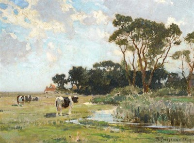 Lot 438 - Bertram Priestman RA, ROI, NEAC, IS (1868-1951) Cattle in a river landscape  Signed and dated,...