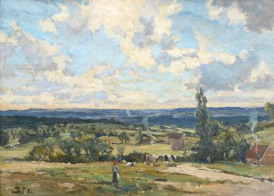 Lot 440 - Bertram Priestman RA, ROI, NEAC, IS (1868-1951)  "The Heart of Surrey "  Signed and dated...