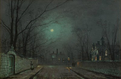 Lot 451 - Attributed to the Grimshaw family of painters (19th century)  Nocturne street scene  Bears...