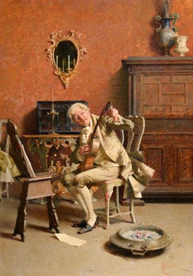 Lot 452 - Paolo Giovanni Bedini (1844-1924) Italian   "Tuning Up "  Signed, oil on canvas, 49cm by 34cm   See