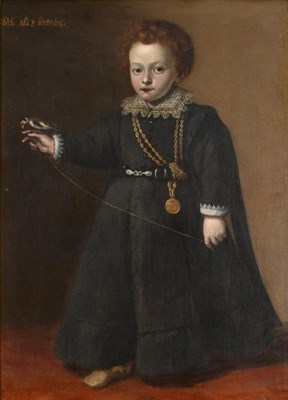 Lot 455 - Follower of Marcus Gheeraerts the Younger (1561/62-1636) Portrait of a young child, standing...