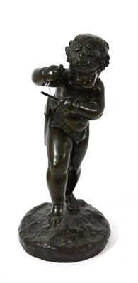 Lot 15 - Bronze figure of a putto playing an instrument