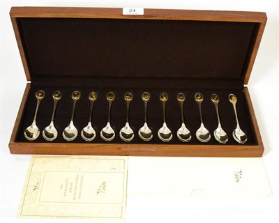 Lot 24 - A cased set of twelve RSPB silver teaspoons