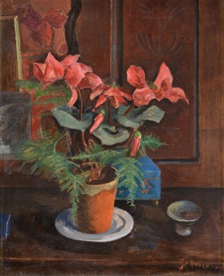 Lot 461 - Jean Hippolyte Marchand (1883-1940) French Still Life of Cyclamen Signed, oil on canvas, 53.5cm...