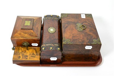 Lot 56 - Three 19th century boxes and an early 20th century box depicting a bulldog