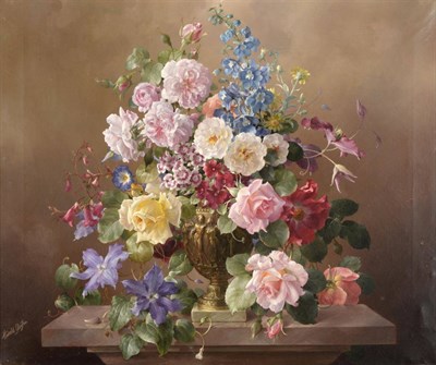 Lot 464 - Harold Clayton (1896-1979)  Still life of assorted flowers Signed, oil on canvas, 62cm by...