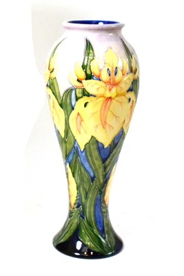 Lot 61 - A modern Moorcroft yellow iris pattern vase, impressed factory marks
