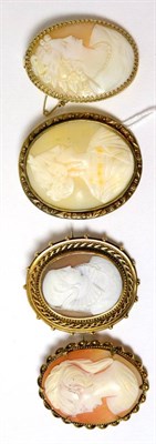 Lot 69 - A group of four Victorian shell cameo brooches