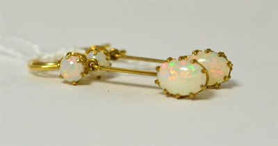 Lot 81 - A pair of opal drop earrings